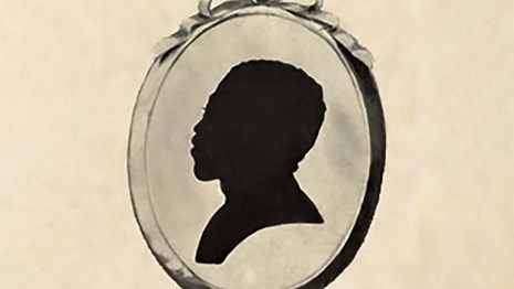 Side profile black silhouette of Mary "Polly" Johnson