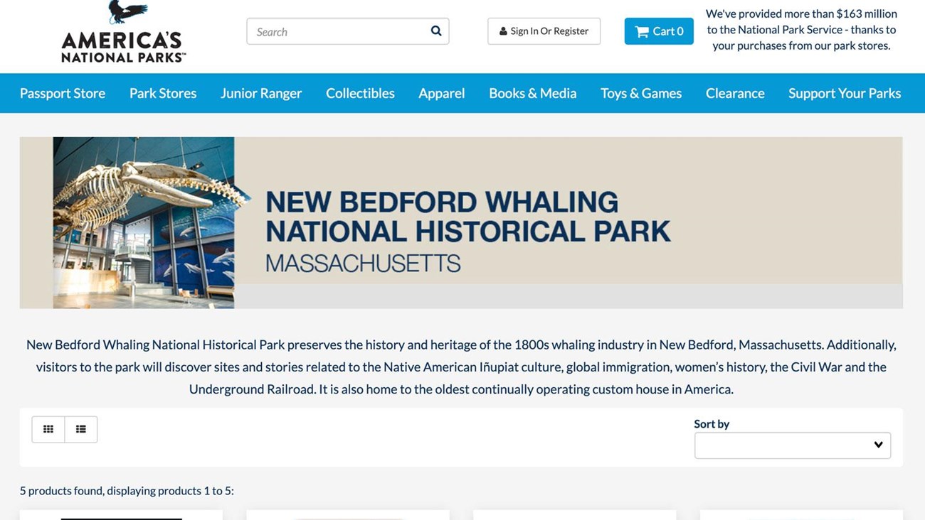 Screenshot of the Americas National Parks website