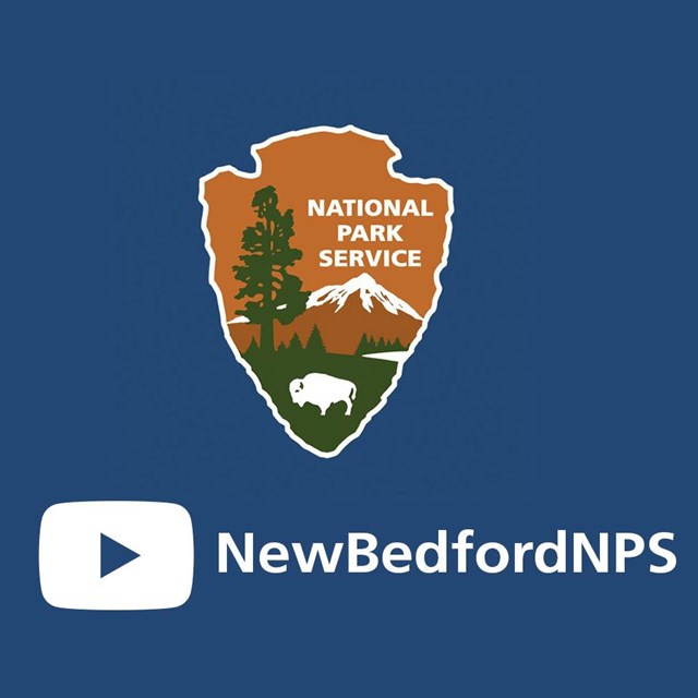 Youtube logo and nps arrowhead on blue background