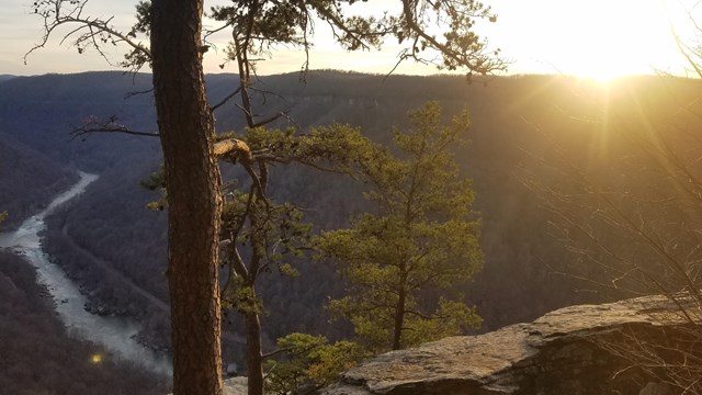 sun setting over deep gorge