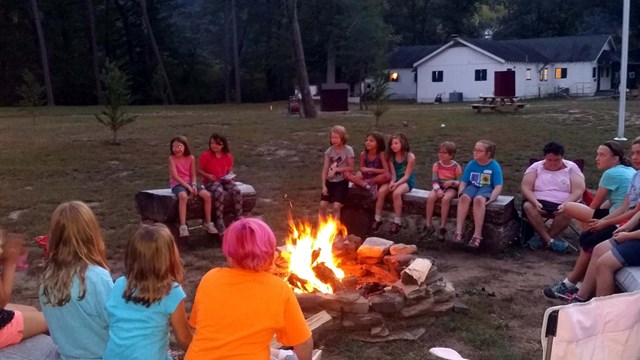 kids playing tug of war at Camp Brookside