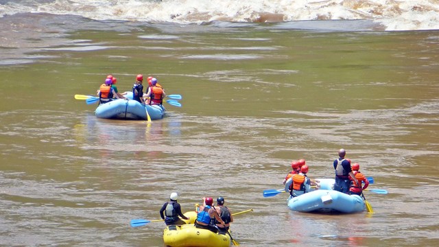 rafters approach whitewater