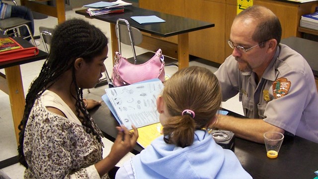ranger in classroom with students