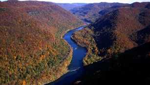 gorge and river with fall colors