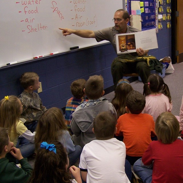 ranger in classroom with students