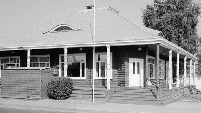The George Thomas Memorial Library National Historic Landmark in downtown Fairbanks, Alaska