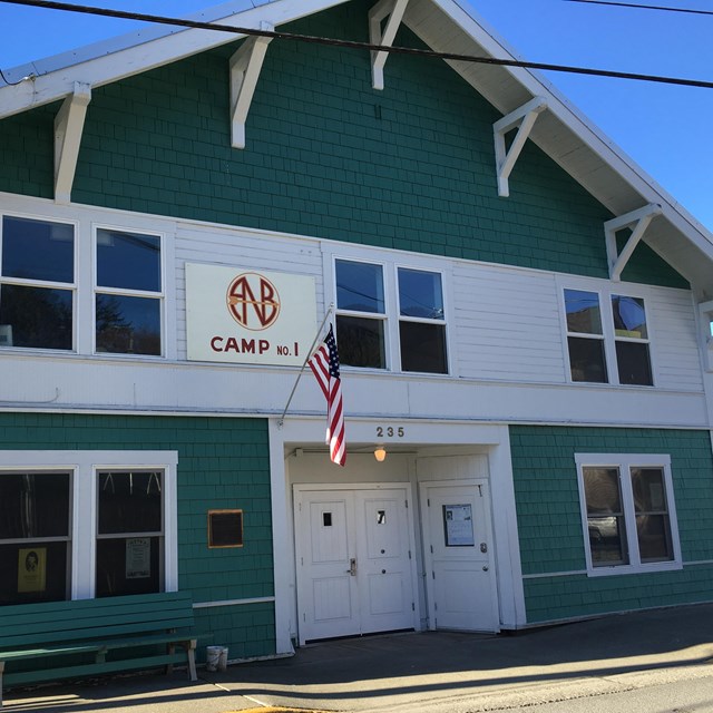 View of the front of the Alaska Native Brotherhood Hall NHL in Sitka