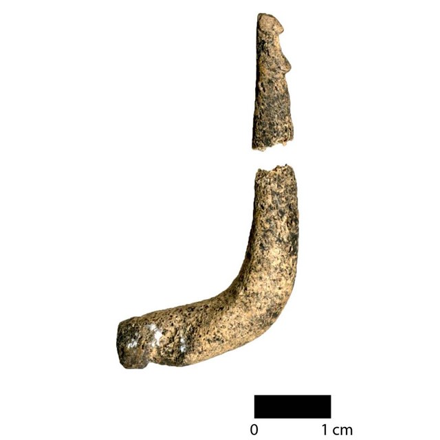 A bone fish hook from an archaeology site in Amalik Bay, Alaska