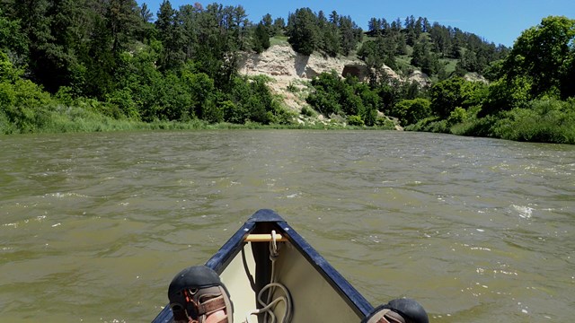 Bow of canoe on Niobrara River