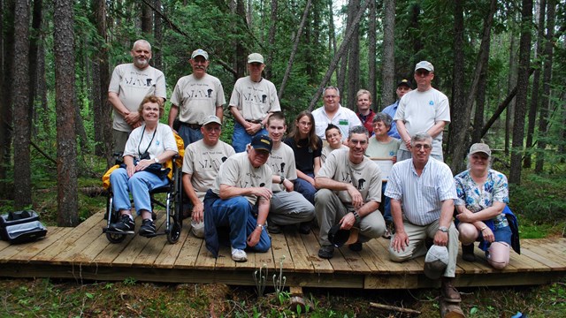 Volunteers along the trail in Michigan