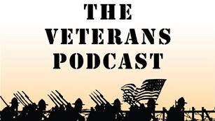 Podcast title graphic reading "The Veterans Project" with military images