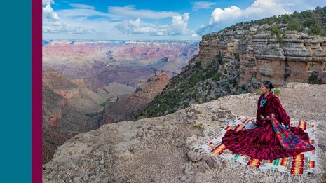 Graphic titled "Power of Parks for Health with a Native American woman sitting next to a canyon