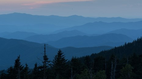 Bluish mountain ridges