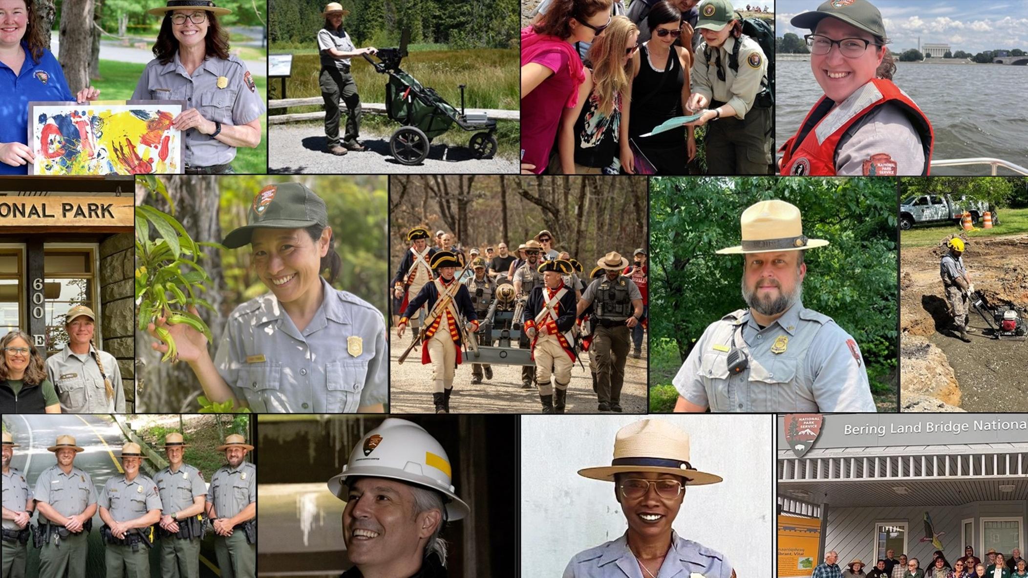 Collage of National Park Service employees, volunteers, and partners 