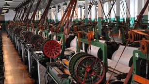 Room of weaving looms