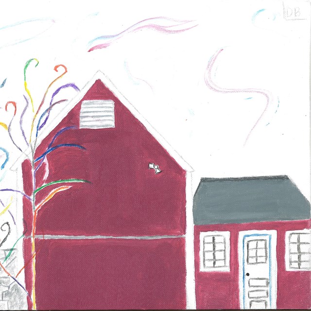 Painting of a red barn