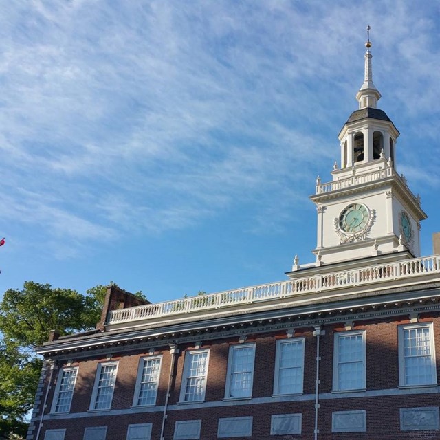 old independence hall brick building 