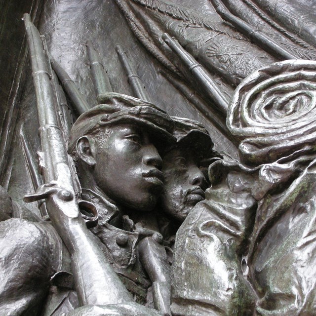 Bas-relief of a Civil War soldier