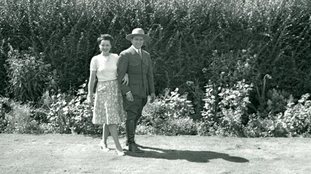 Ranger Crisler in uniform with woman on his arm.