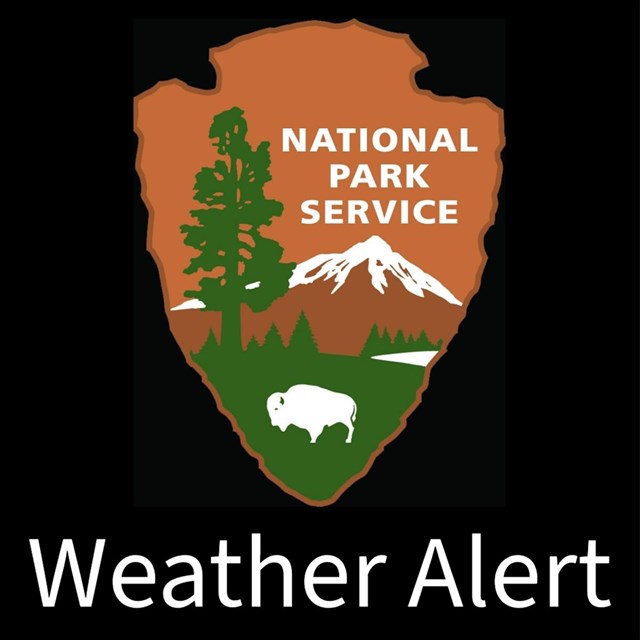 The arrowhead logo of the National. Park Service. Text: Weather Alert.