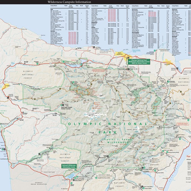 Backpacking Map of Olympic National Park