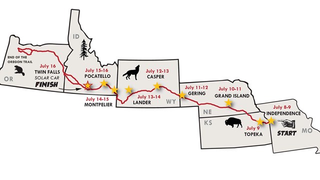 A map of the American Solar Challenge route across the northwestern states.