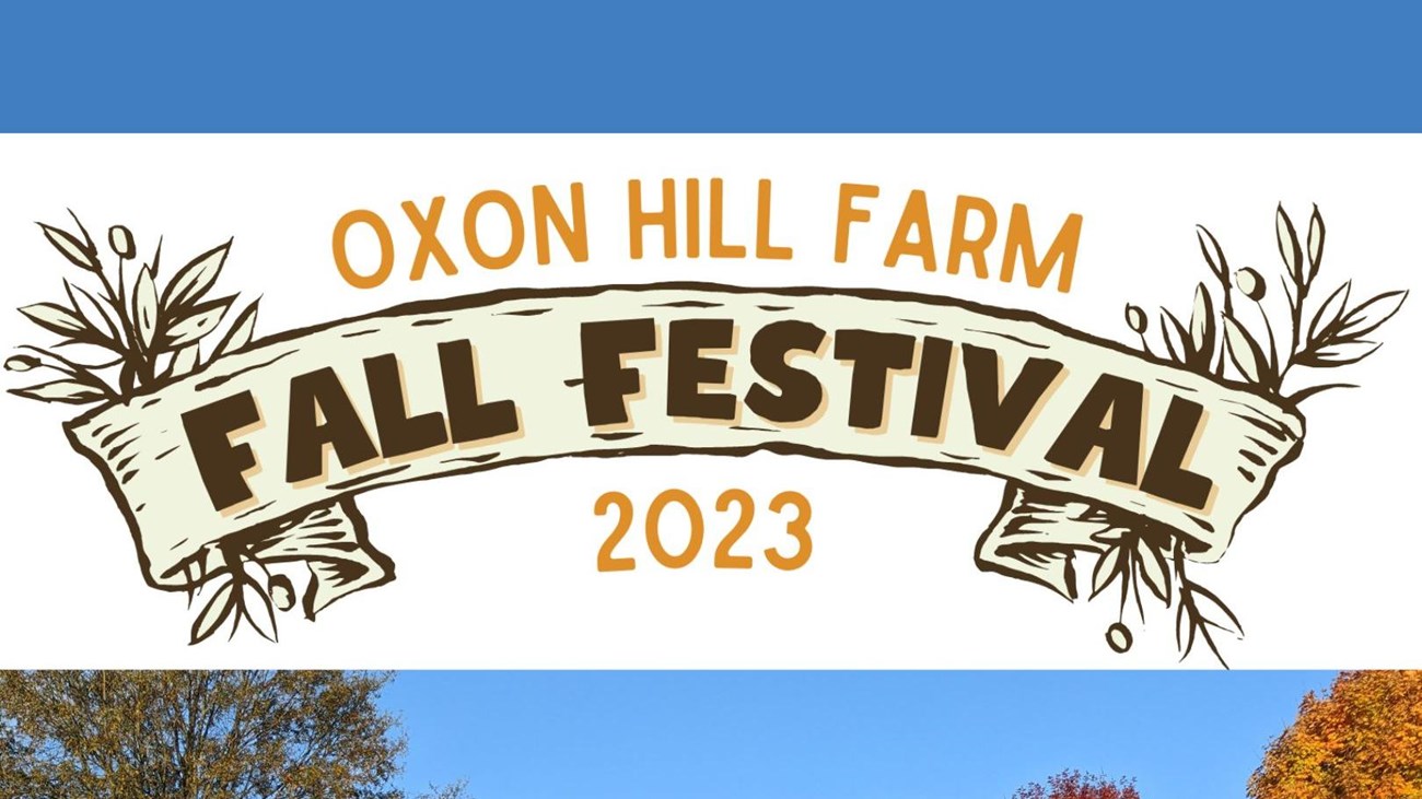 'Oxon Hill Farm Festival" with a barn and windmill