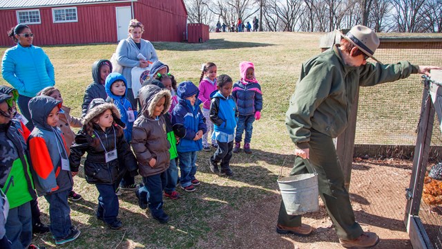 A school group with Ranger Marilyn