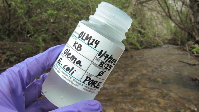 Close up of autoclave bottle.