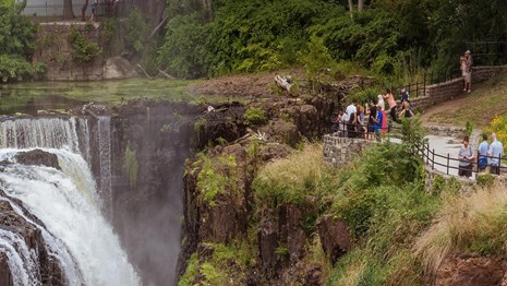 People looking at falls from observation deck at Mary Ellen Kramer Park