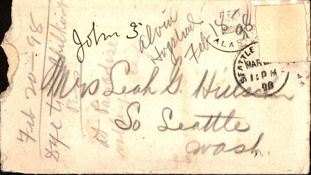 John Hielscher to Leah Hielscher (1898) Envelope, manuscript letter