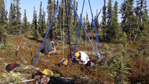 Researchers collecting peat soil cores. Credit: Misha Kanevskiy, University of Alaska, Fairbanks