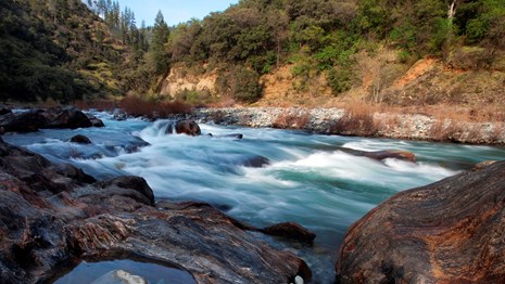 The American River flowing through a canyon