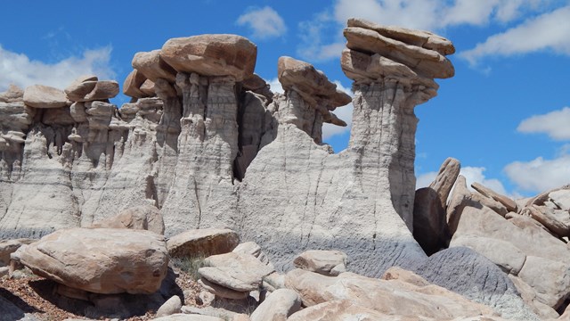 Eroded towers at Devil's Tower