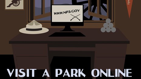 National park service graphic of office with cannon out window