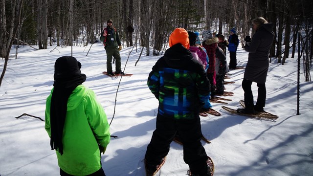 4th Graders Getting Ready to Go on a Snowshoe Hike