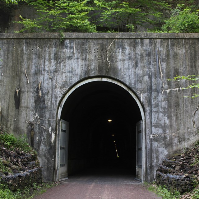 The entrance to a tunnel