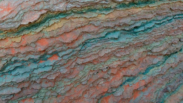 Details of the multicolored layers in the Bright Angel formation in the Grand Canyon  
