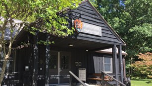 Entrance to the visitor center on a sunny summer day