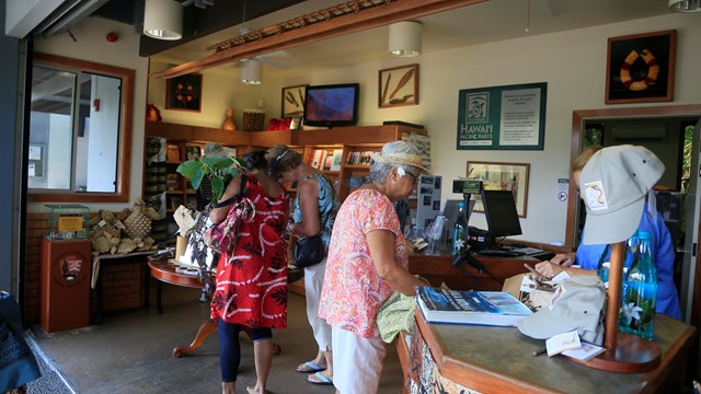 Shoppers peruse the Visitor Center/Bookstore