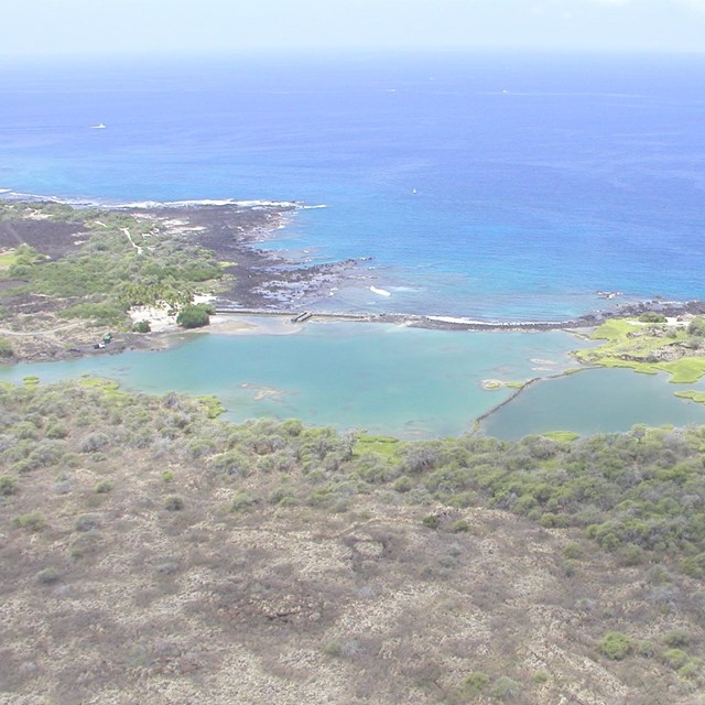 Aerial view of Kaloko fishpond at Kaloko-Honokōhau NHP