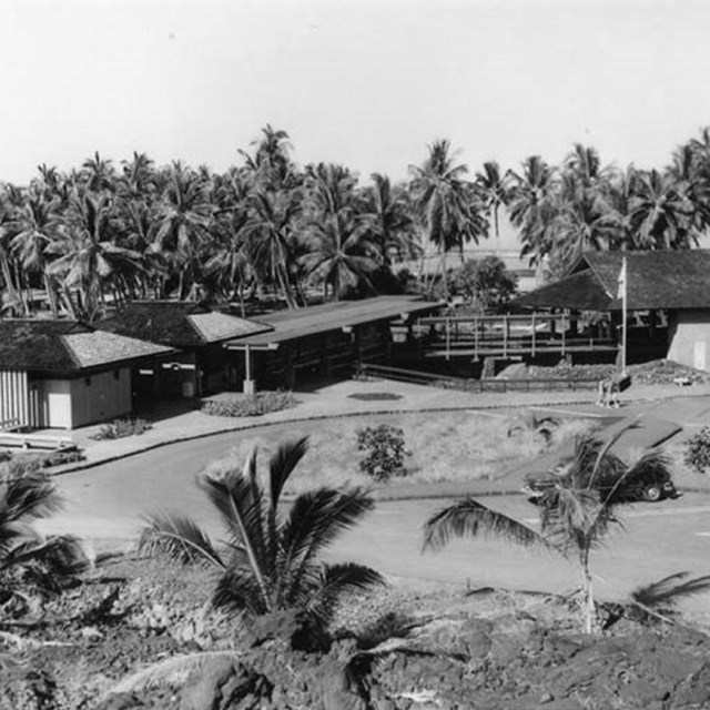 A Historic photo of the newly completed visitor center complex.