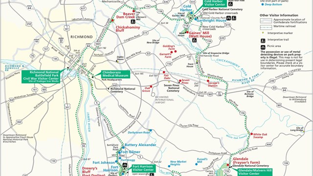 a map of the sites of Richmond Battlefield Park
