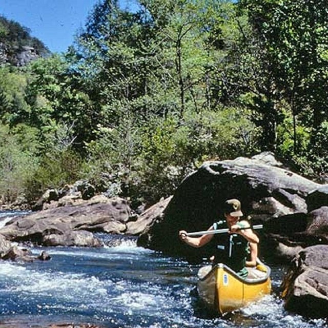 Paddling along Clear Creek.