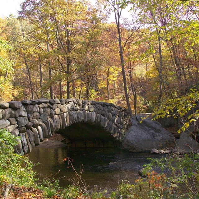 Boulder Bridge over Rock Creek on an early fall day.