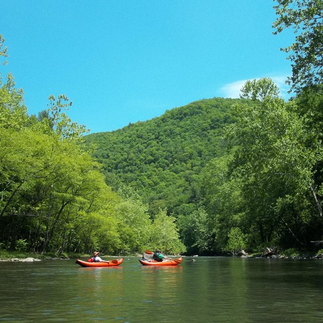 Paddlers on the Bluestone National Scenic River. Credit: Shari Quinn