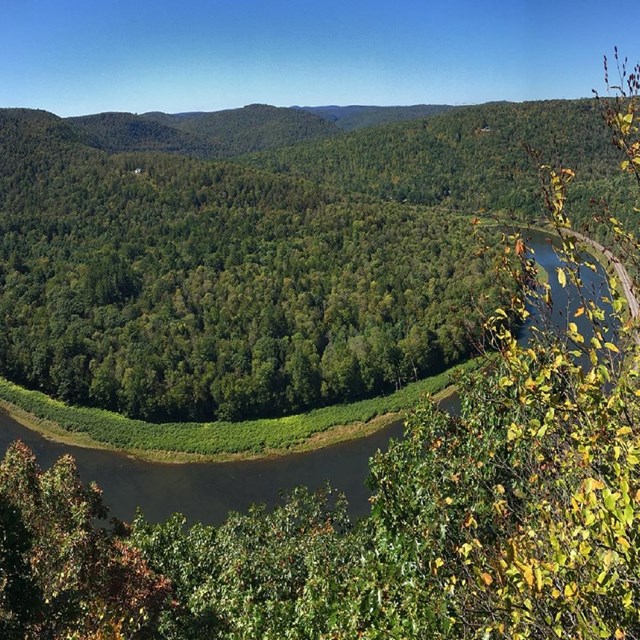 Upper Delaware River flowing through a hilly landscape. Credit: Kelleen Lanagan