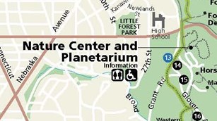 An up close image of the Rock Creek Park map.