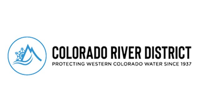 Colorado River Water Conservation District logo with mountains and snow. 