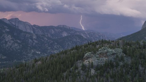 Lightning seen above the mountains